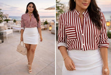 Cargar imagen en el visor de la galería, Blusa Rayada Resort