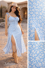 Cargar imagen en el visor de la galería, Vestido Abril Floral Western 💙✨