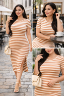 ✨ Vestido Midi Rayado Chic Stretch Sofía ✨