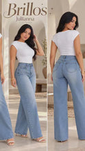Cargar y reproducir el video en el visor de la galería, Jeans Brillos Stretch Cintura Premoldeada
